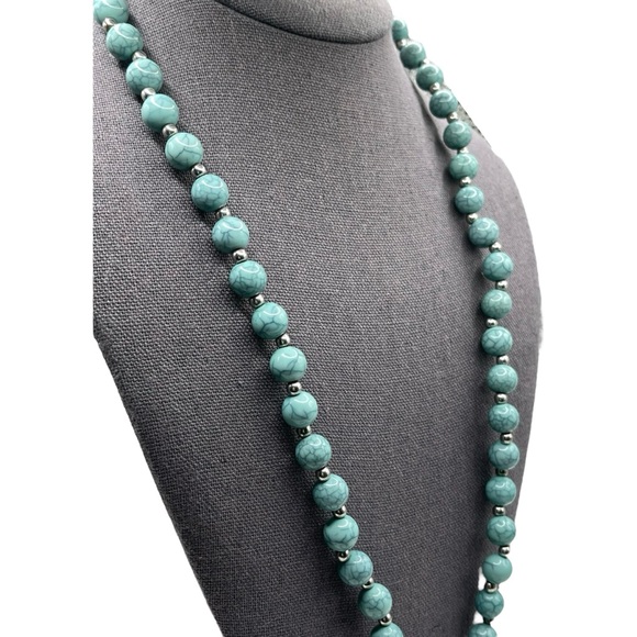 ❤️ Vintage Marbled Turquoise Long Beaded Necklace - Picture 4 of 7